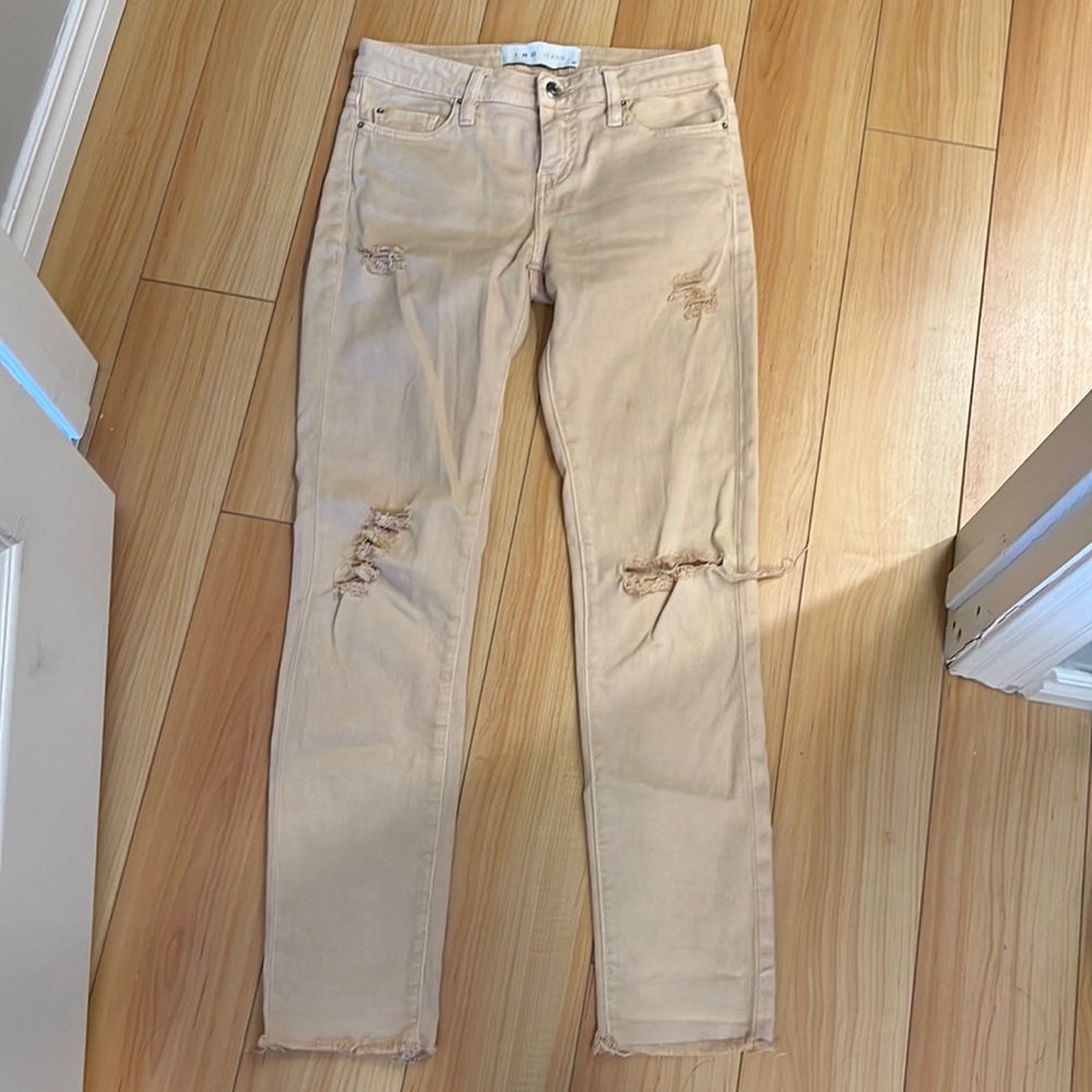 IRO Beige Distressed Skinny Jeans